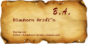 Blauhorn Arzén névjegykártya